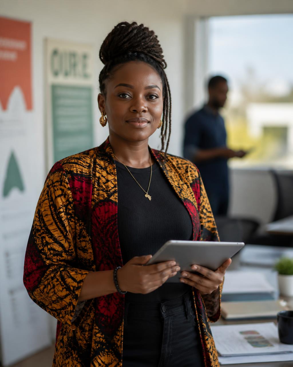 A FixNaija Movement ward coordinator reviewing member records on a tablet
